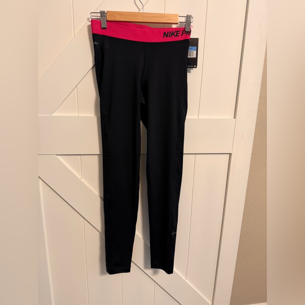 Nike Black Leggings with Pink Waistband - Women's Athletic Pants